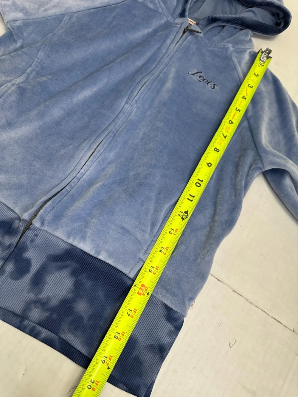 Levi's X Clements Twins Full Zip Jacket Hooded Velour Blue Youth‎ Girls Large